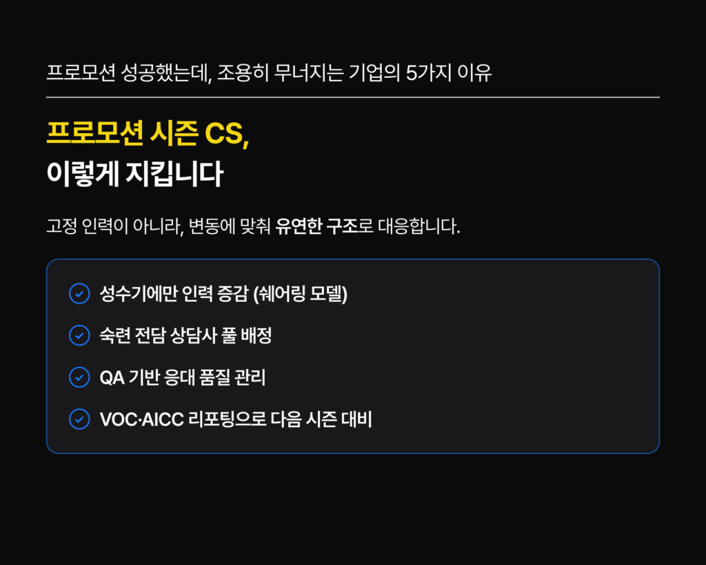 프로모션CS대행 고객센터 아웃소싱 유연 운영 - CS쉐어링